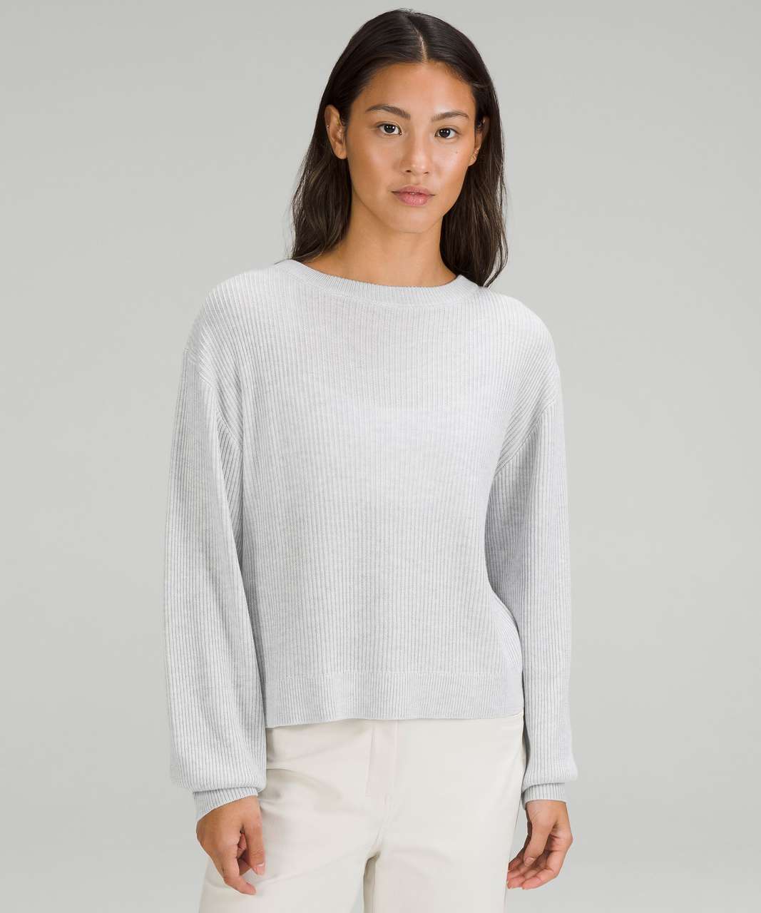 Light Rib Sweater - Grey/White