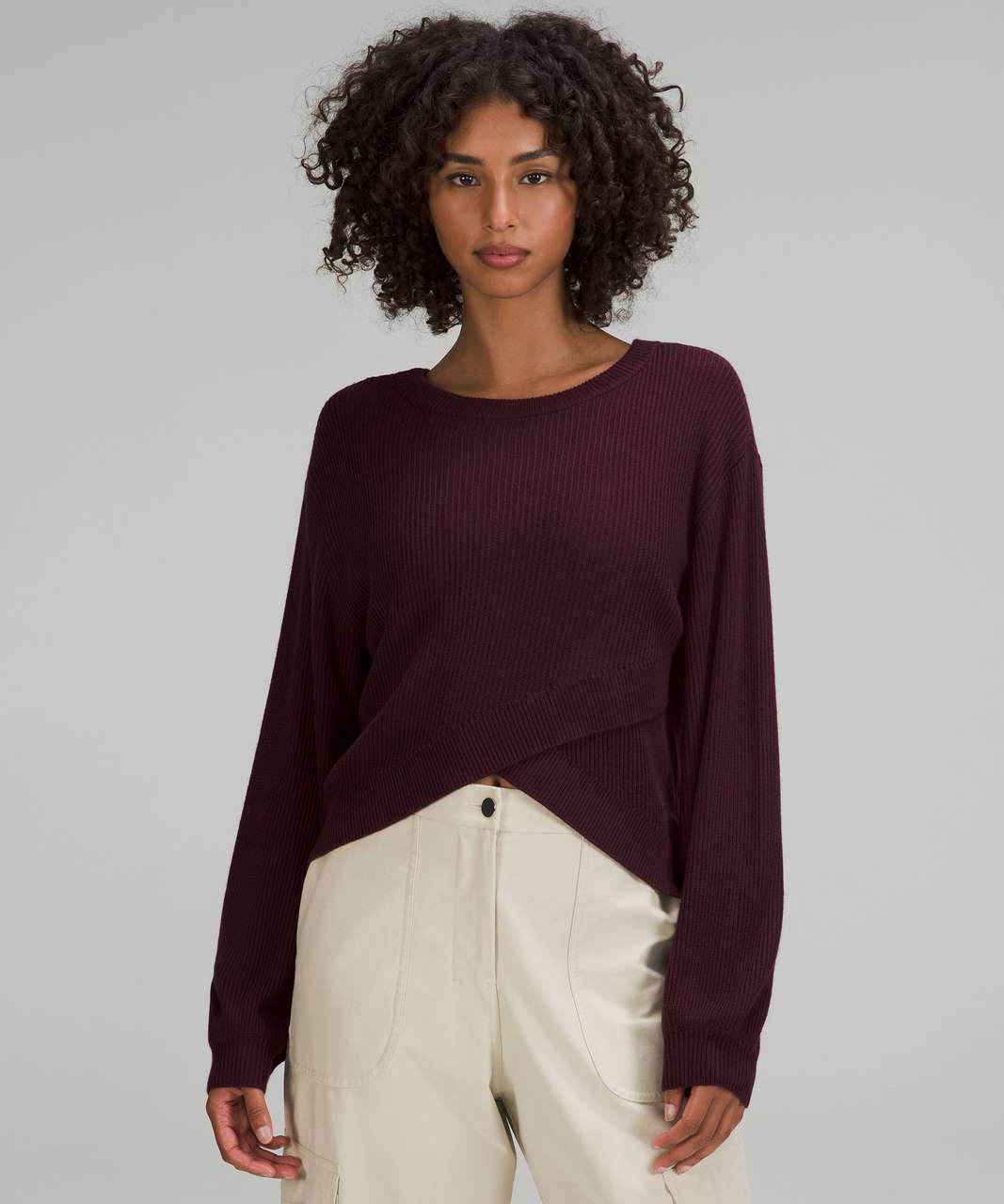 Crossover Ribbed Waist Sweater