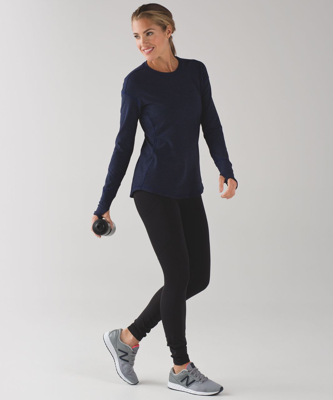 Lululemon Outrun Long Sleeve - Heathered Hero Blue / Black