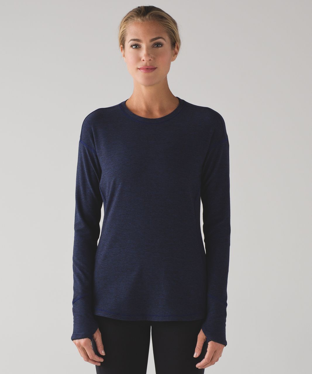 Lululemon Outrun Long Sleeve - Heathered Hero Blue / Black