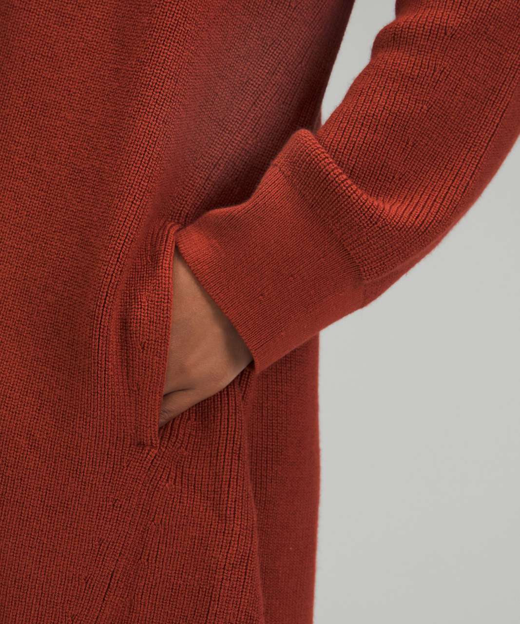 Lululemon Merino Wool-Blend Ribbed Long Wrap Sweater - Cayenne