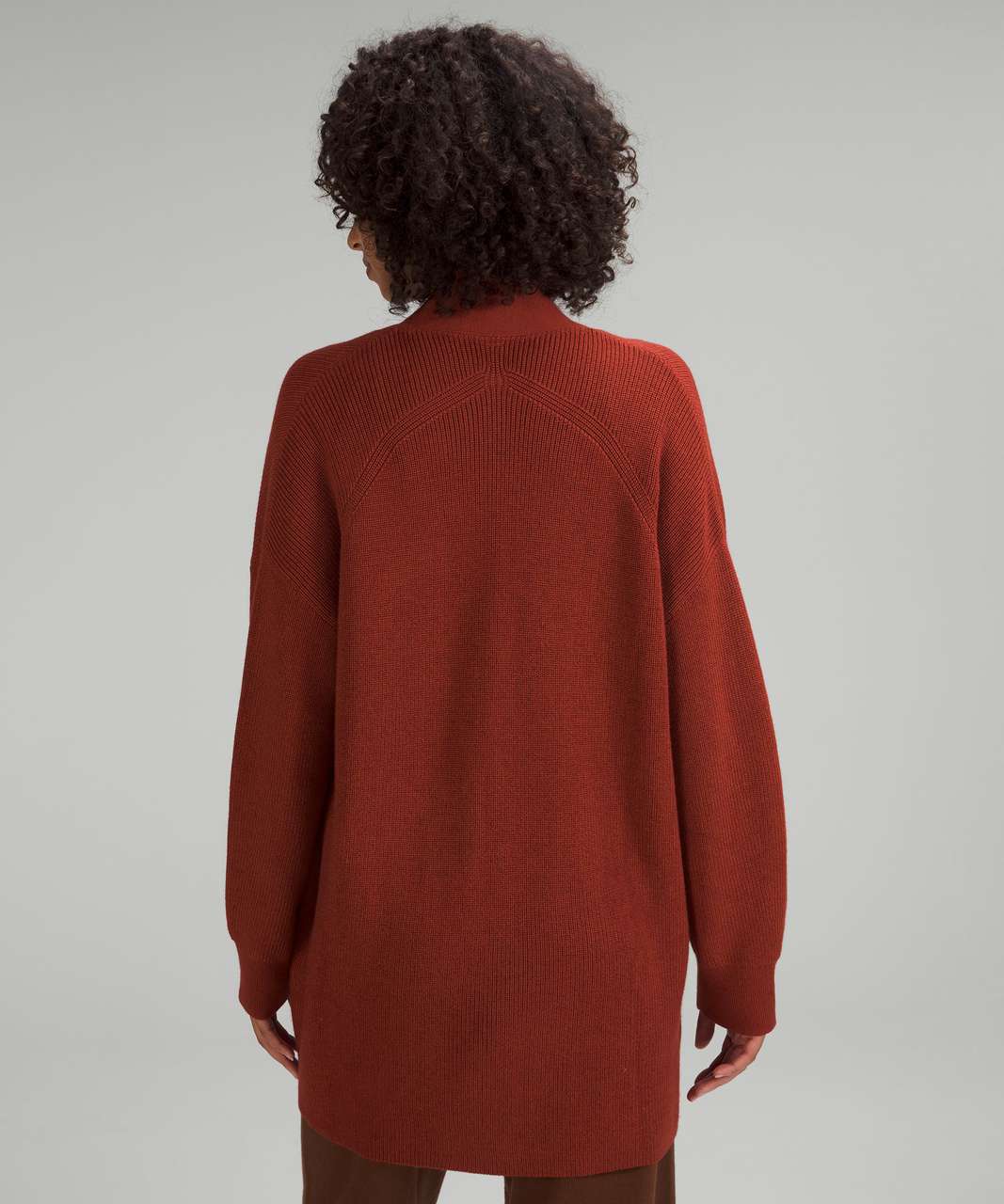 Lululemon Merino Wool-Blend Ribbed Long Wrap Sweater - Cayenne