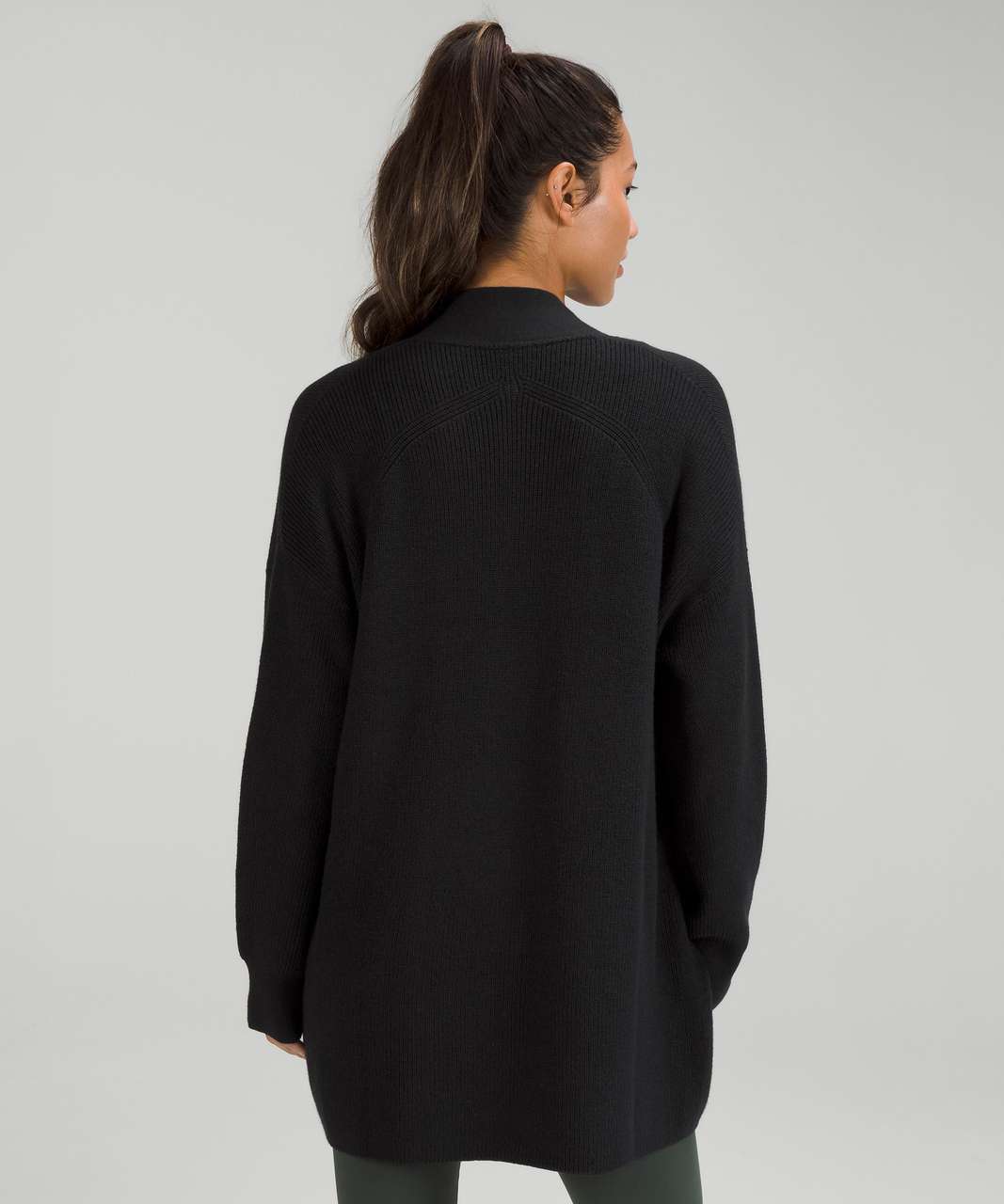 Lululemon Merino Wool-Blend Ribbed Long Wrap Sweater - Black