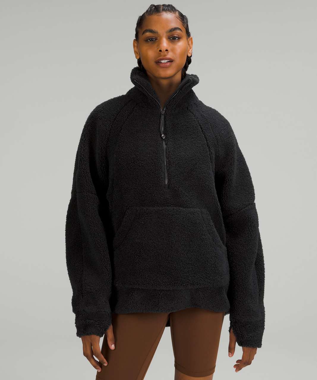 Lululemon Scuba Oversized Fleece Funnel-Neck Half-Zip - Black - lulu  fanatics