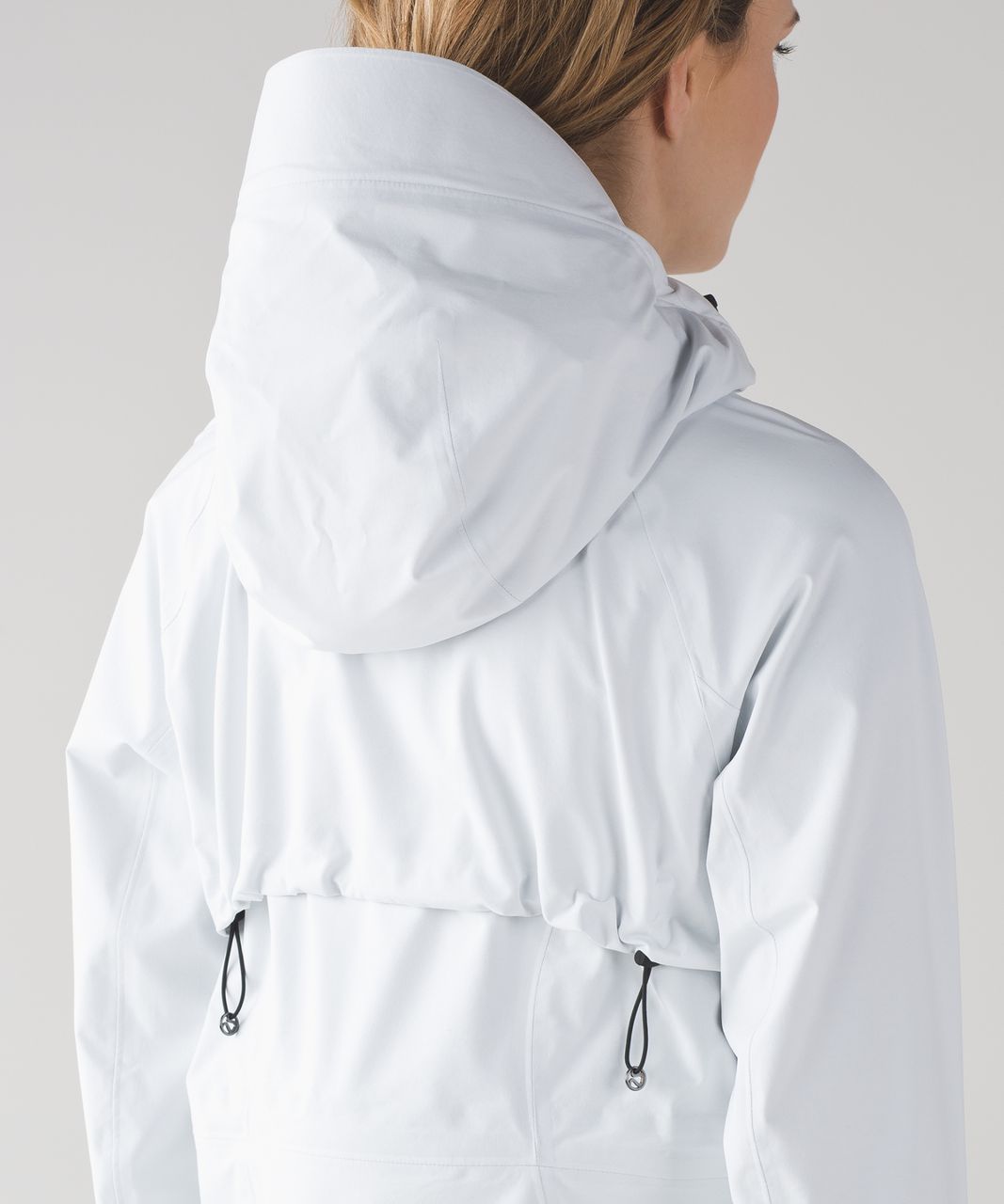 white rain jacket with hood