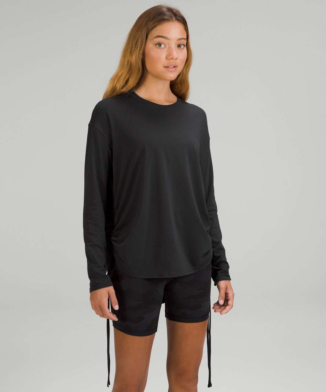 Lululemon Side Cinch Ribbed T Shirt Black Women's Size 8 - beyond