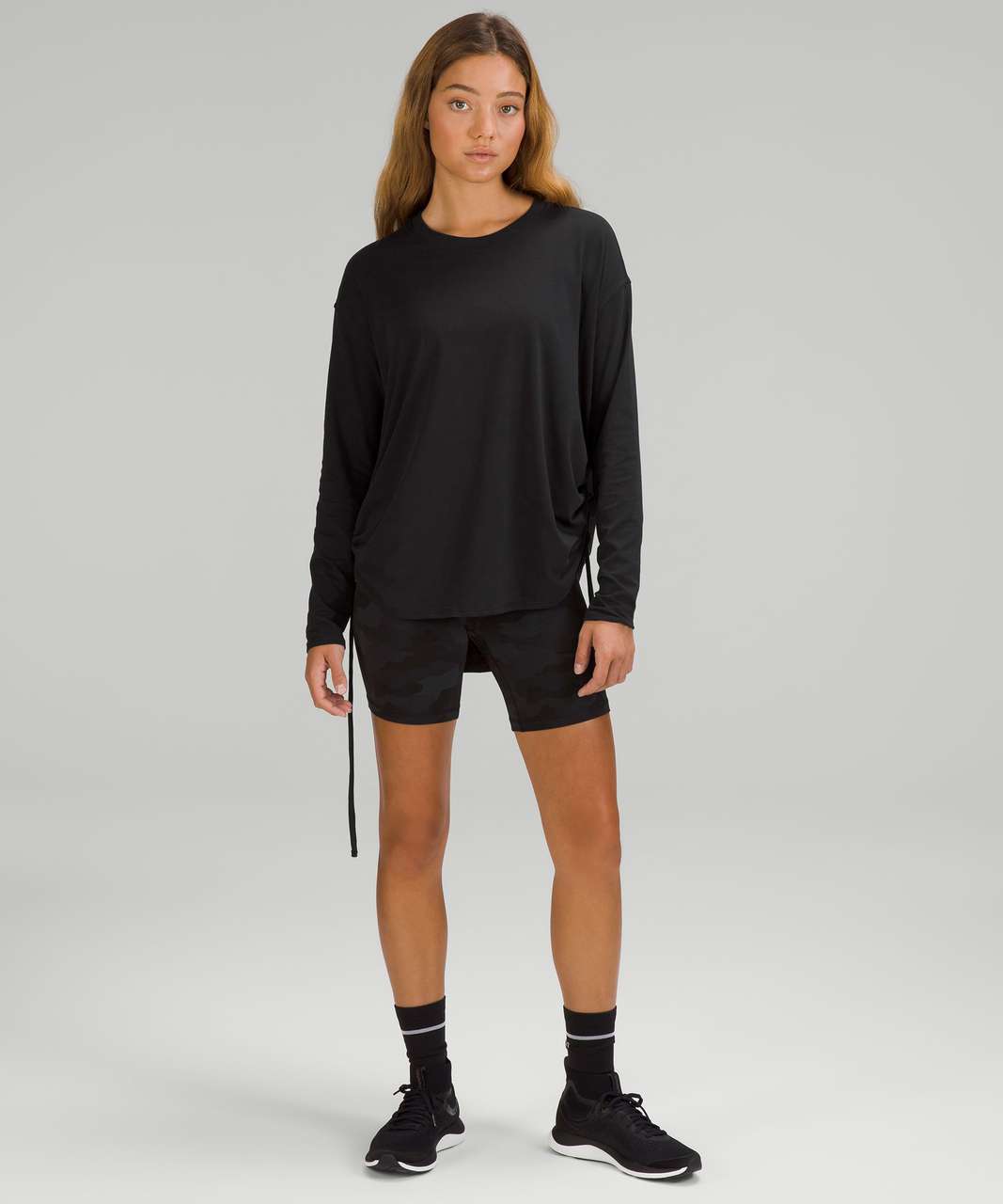 Lululemon Pima Cotton Side-Cinch Long Sleeve Shirt - Black - lulu fanatics