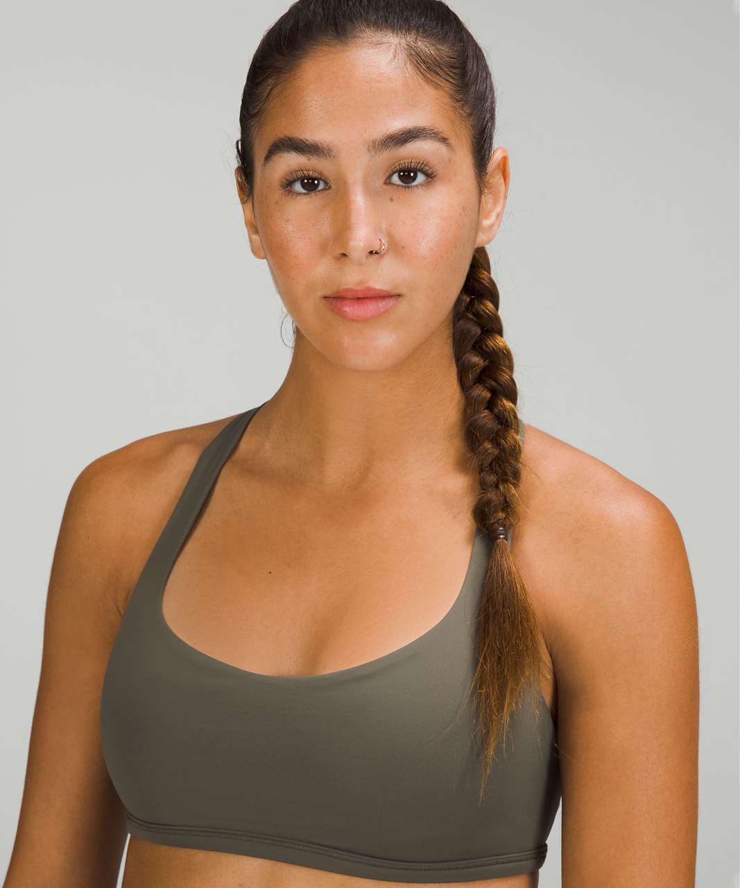 Lululemon Free To Be Wild Tank Top Built in Bra Strappy Open Back Green Size:  4