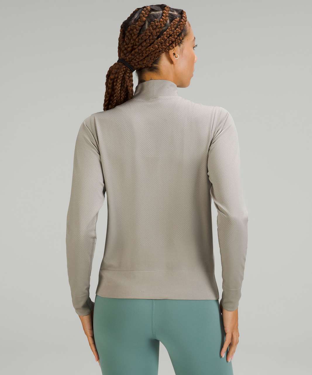 Lululemon Swiftly Relaxed Half Zip - Gull Grey / White - lulu fanatics