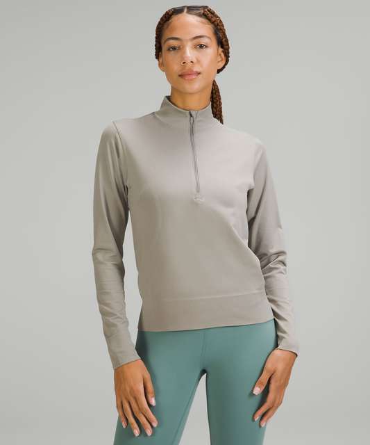 Lululemon Swiftly Relaxed Half Zip - Smoked Spruce / Wasabi - lulu fanatics