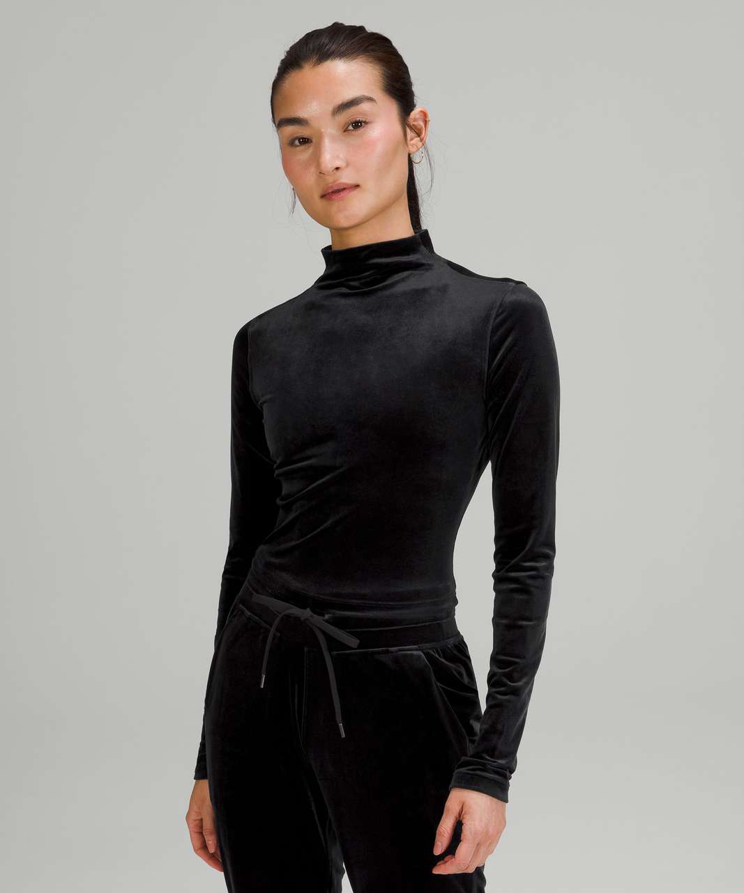 Lululemon All Aligned Mock Neck Long Sleeve Shirt *Crushed Velvet - Black