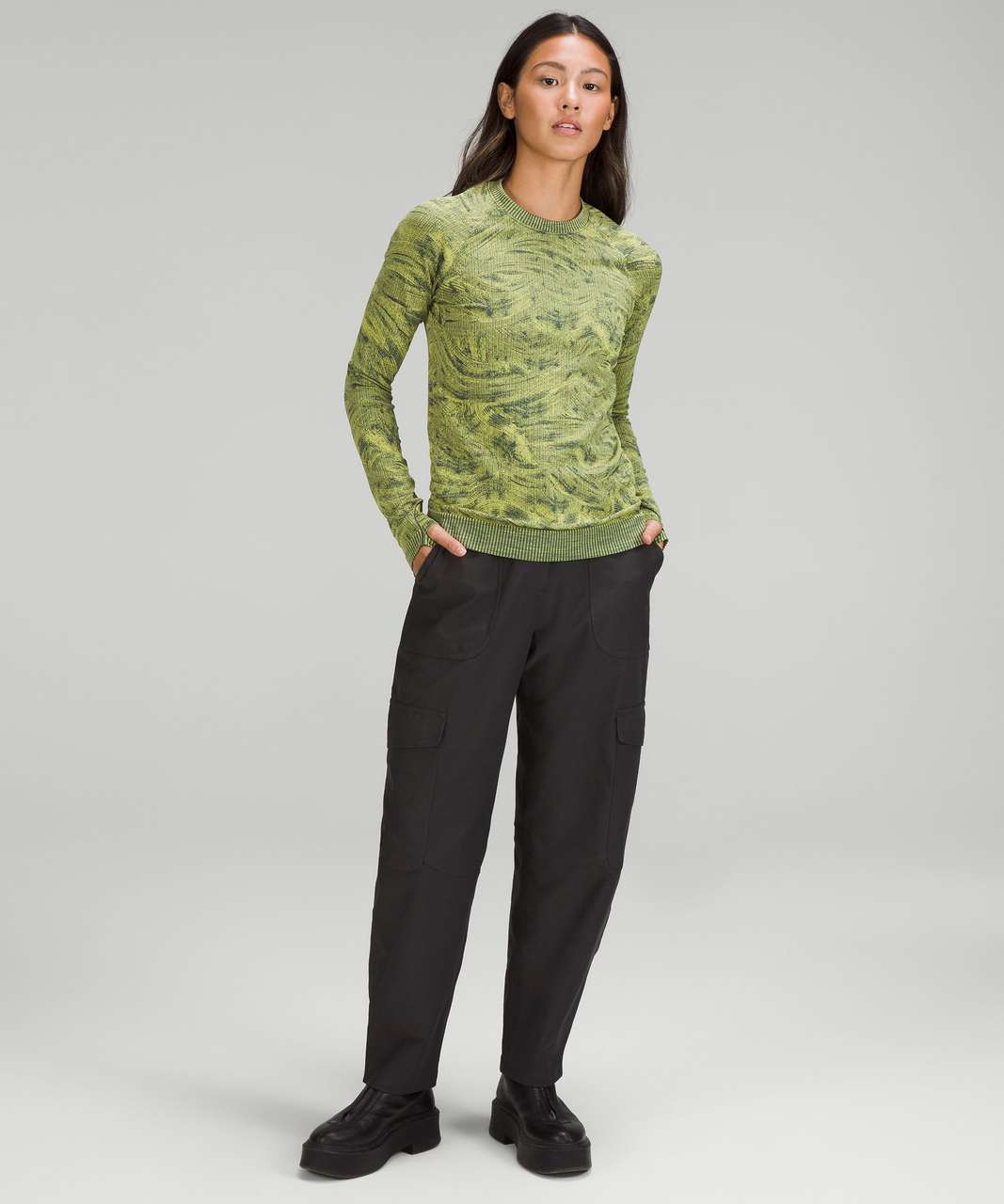 Lululemon Rest Less Pullover - Stratum Overlay Smoked Spruce / Wasabi