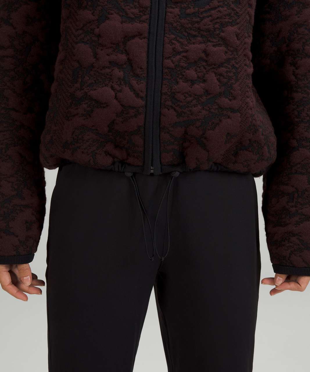 Lululemon Jacquard Multi-Texture Sweater Jacket - Red Merlot / Black - lulu  fanatics