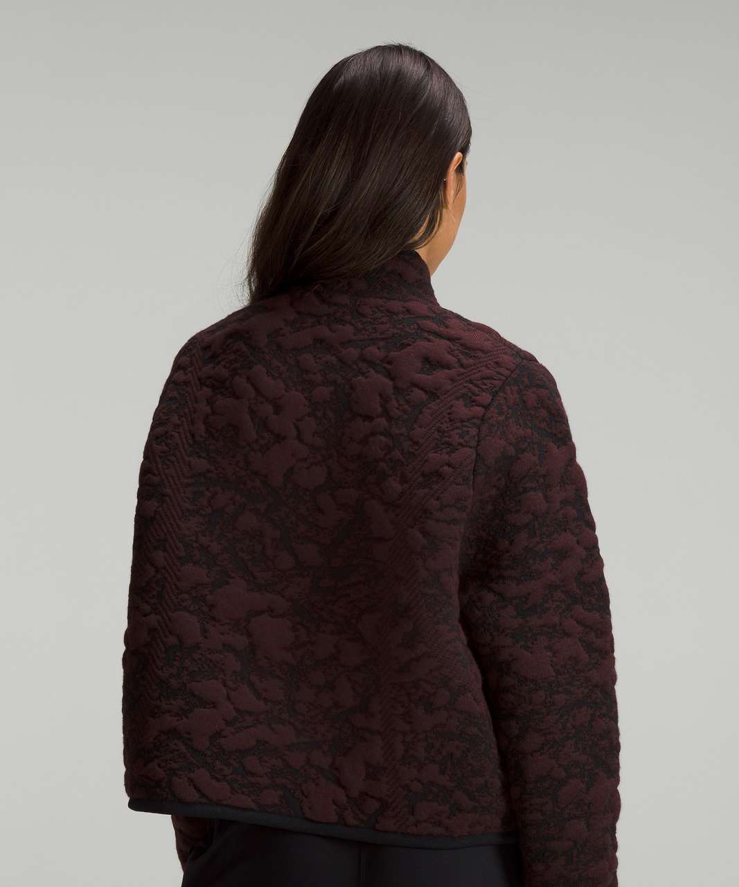 Lululemon Jacquard Multi-Texture Sweater Jacket - Red Merlot / Black - lulu  fanatics