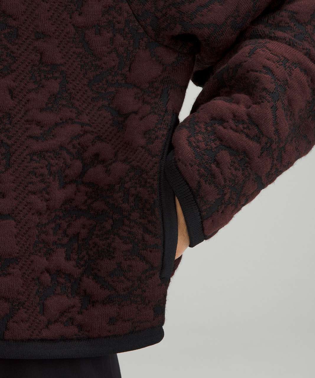 Lululemon Jacquard Multi-Texture Sweater Jacket - Red Merlot / Black - lulu  fanatics