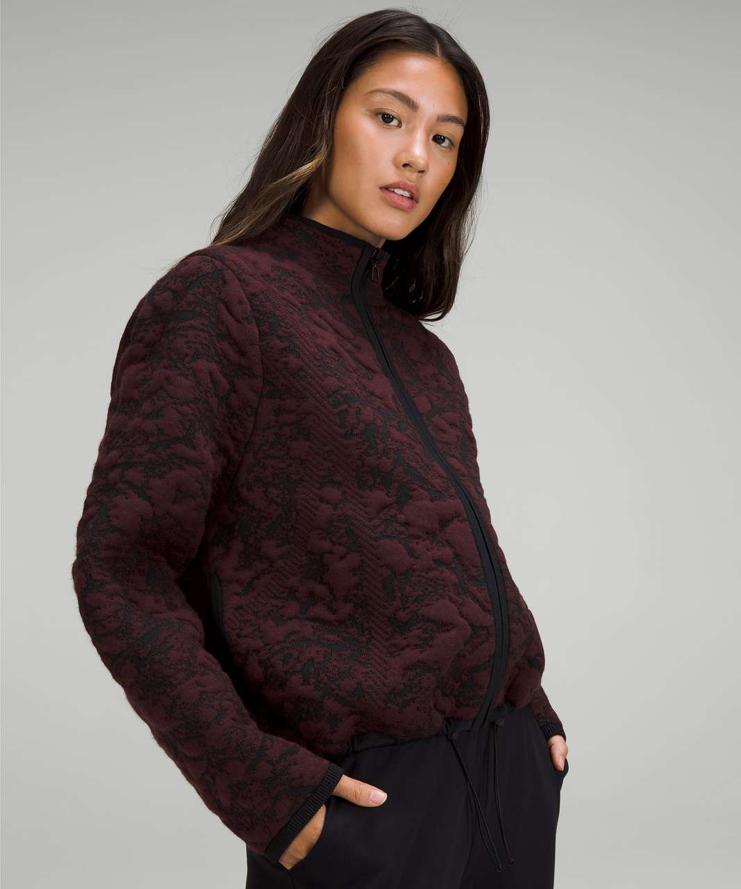 Lululemon NEW Jacquard Multi-Texture Sweater Jacket in Red Merlot / Black  NWT 6 - $100 New With Tags - From BLuxe