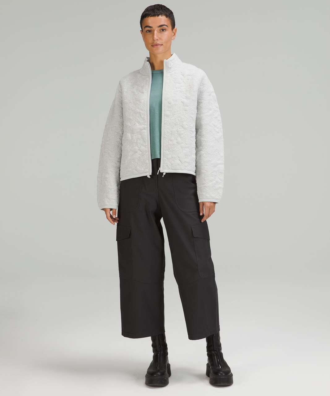 Lululemon Jacquard Multi-Texture Sweater Jacket - Heathered Vapor - lulu  fanatics