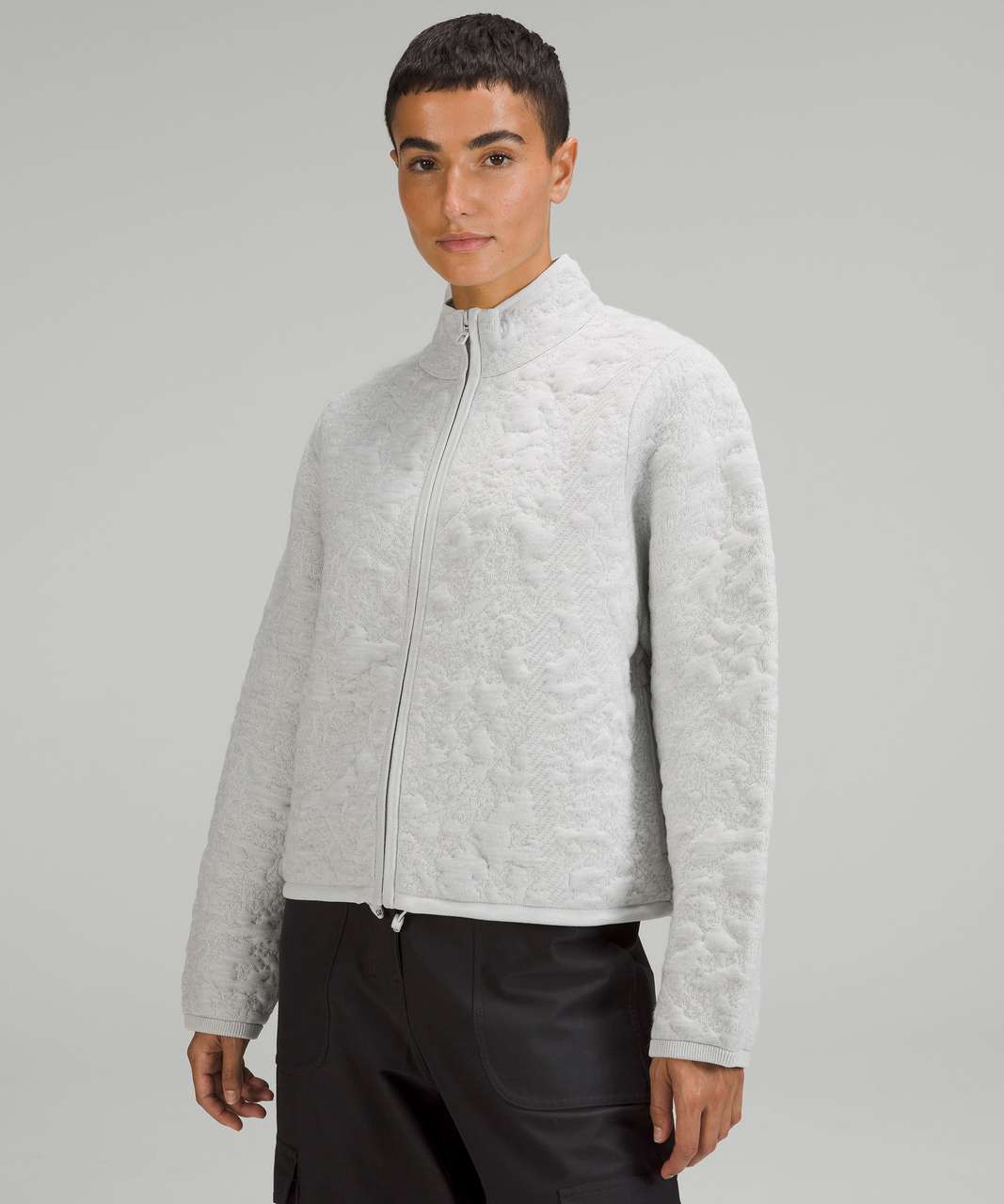 Lululemon Jacquard Multi-Texture Sweater Jacket - Heathered Vapor - lulu  fanatics