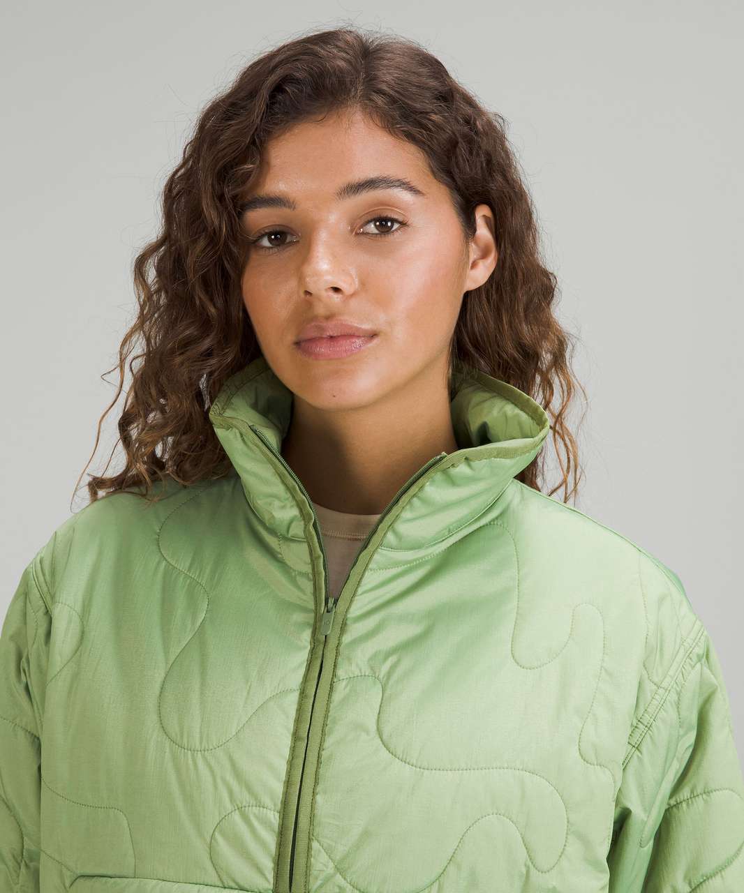 Lululemon Insulated Quilted Pullover Jacket - Heathered Green Foliage - lulu  fanatics