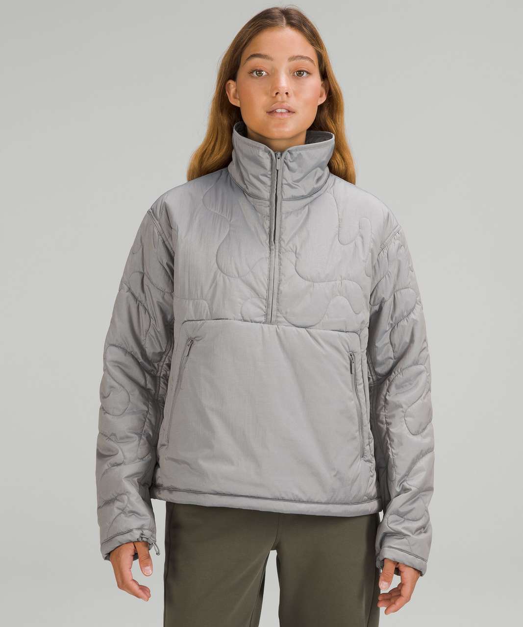 Lululemon Insulated Quilted Pullover Jacket - Heathered Gull Grey - lulu  fanatics