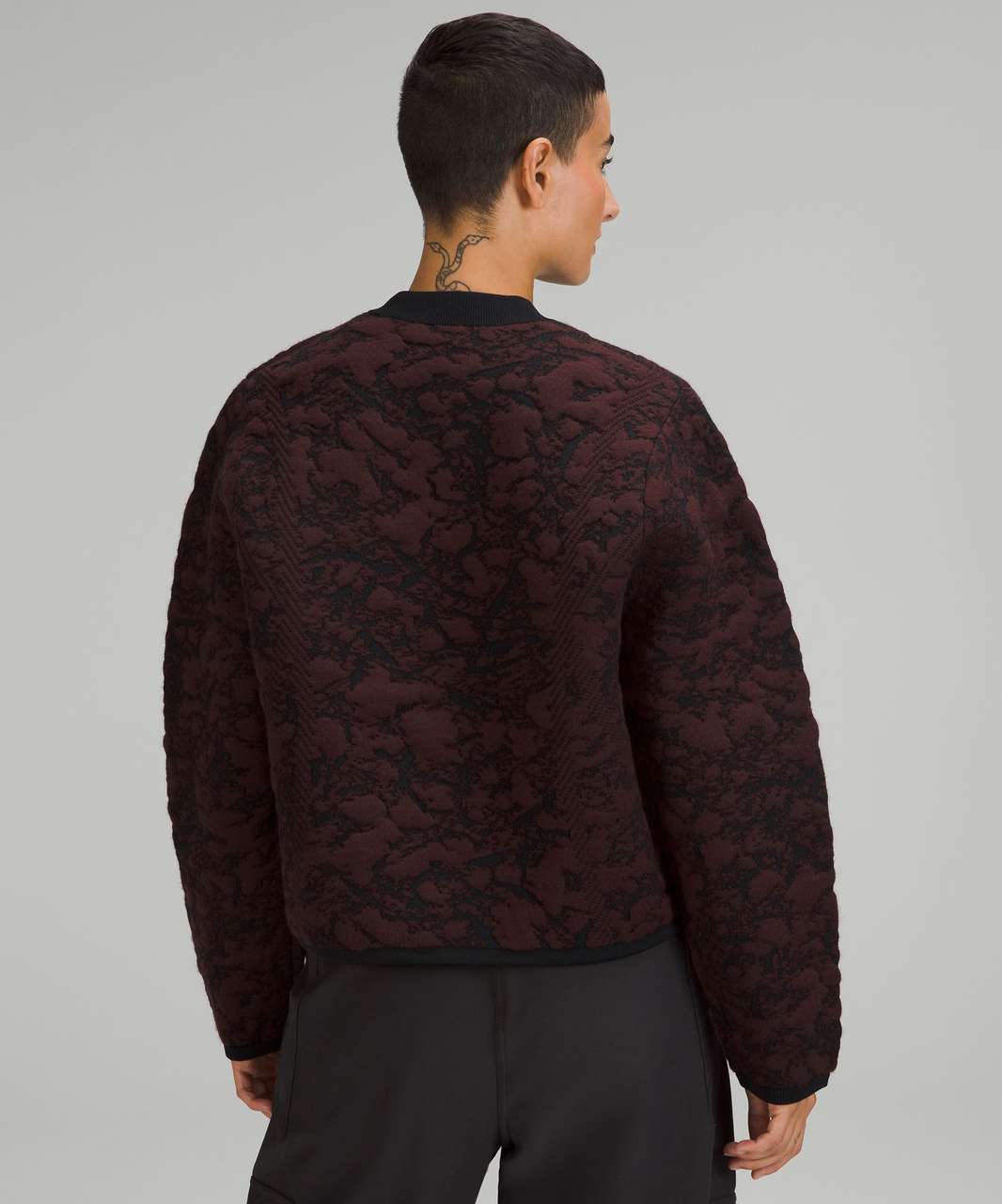 Lululemon Jacquard Multi-Texture Crew Neck Sweater - Red Merlot / Black - lulu  fanatics