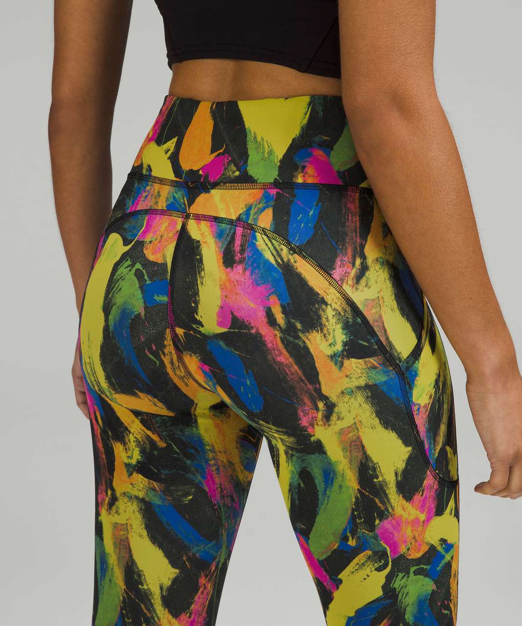 Lululemon Invigorate High-Rise Crop 17 - Undertone Black Multi - lulu  fanatics