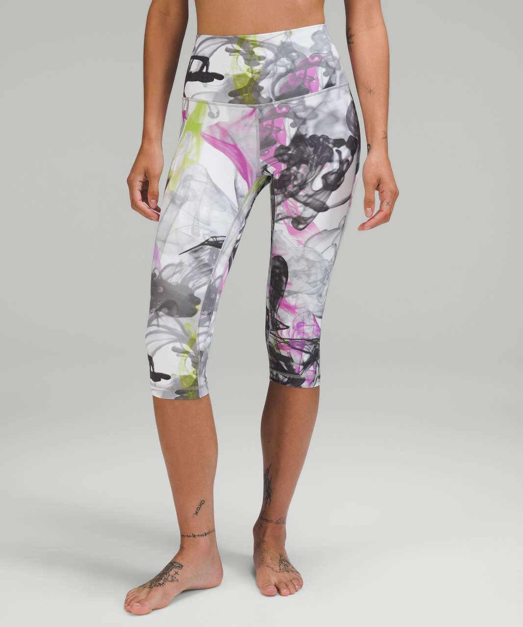 Lululemon Throwback Print Align High-Rise Crop 17 - Unicorn Throwback  White Multi - lulu fanatics