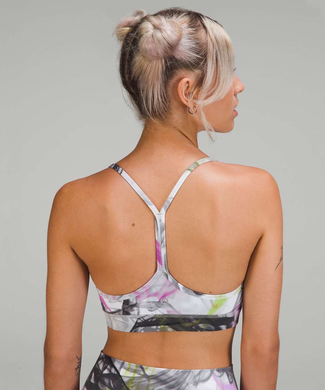 Lululemon Throwback Print Flow Y Bra Nulu *Light Support, A–C Cups - Unicorn Throwback White Multi