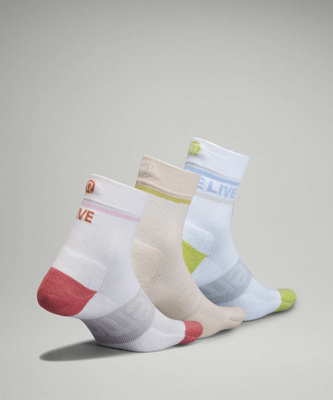 Lululemon Daily Stride Mid-Crew Sock 3 Pack *Stripe - White / Natural Ivory  / White - lulu fanatics