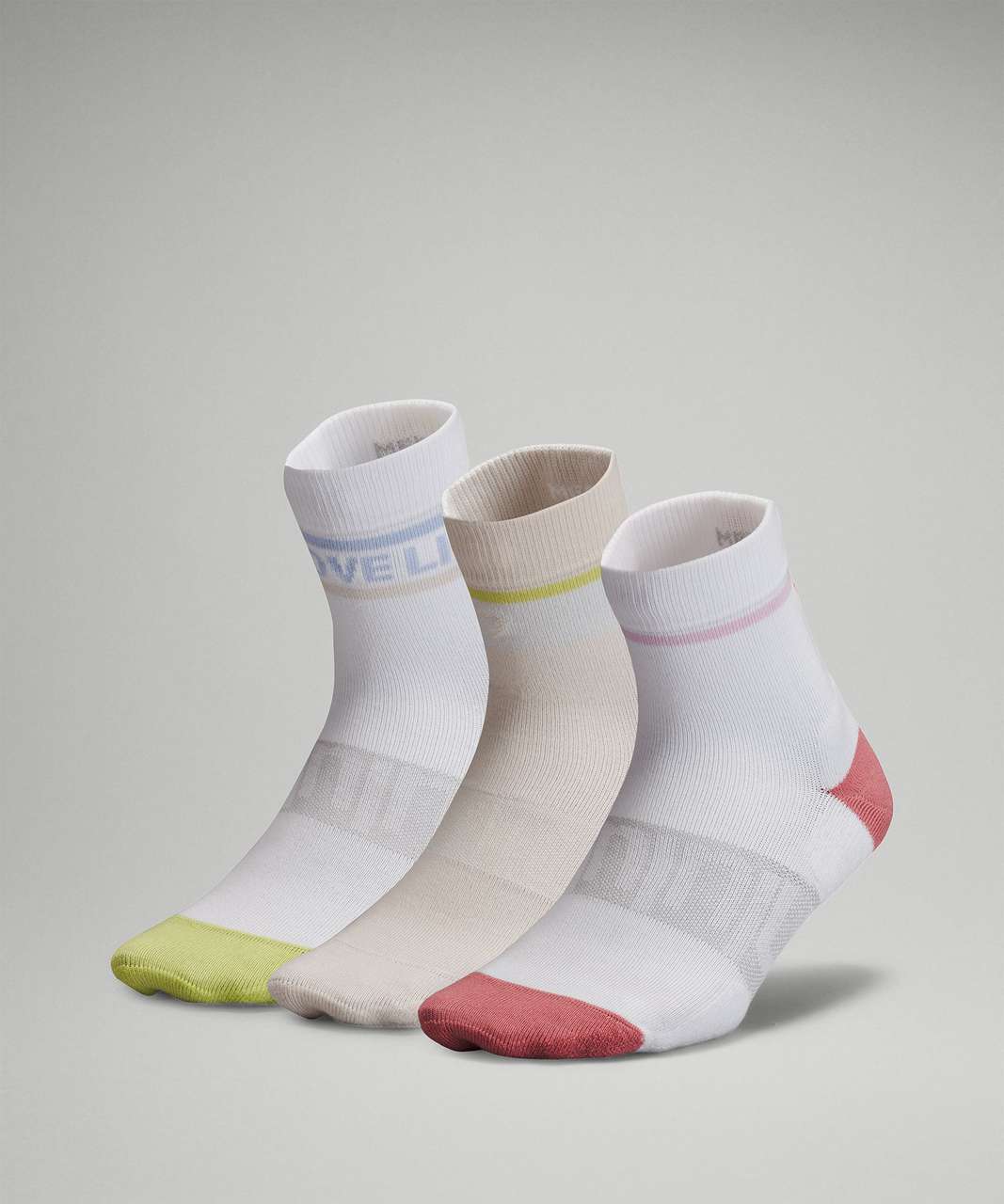 Lululemon Daily Stride Mid-Crew Sock 3 Pack *Stripe - White / Natural Ivory / White