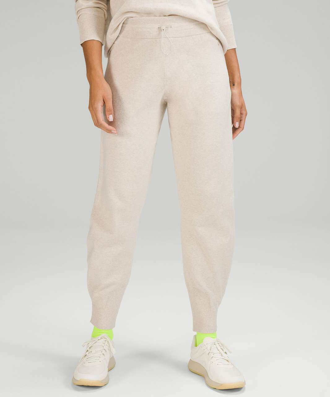 Lululemon Cotton-Cashmere Knit Mid-Rise Jogger - Heathered Natural Ivory