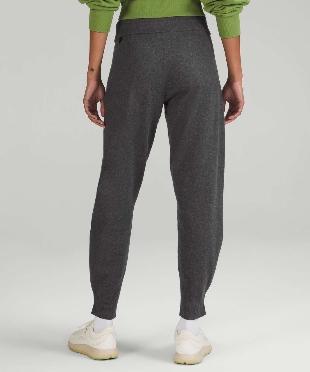 Lululemon Cotton-Cashmere Knit Mid-Rise Jogger - Heathered Black - lulu  fanatics