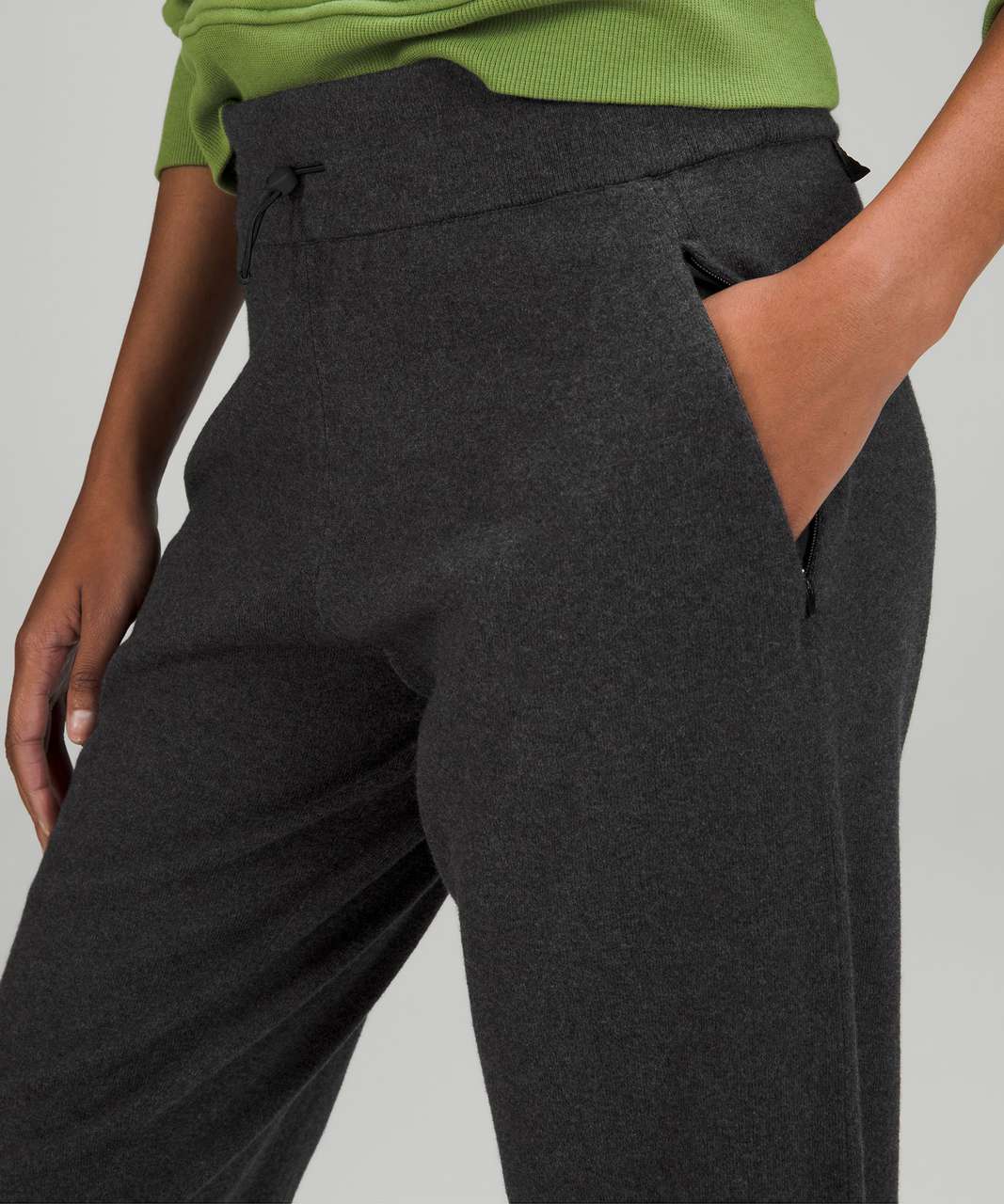 Lululemon Cotton-Cashmere Knit Mid-Rise Jogger - Heathered Black - lulu  fanatics