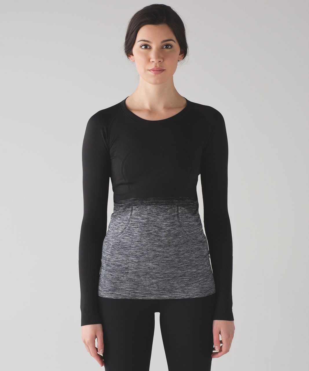 Lululemon Swiftly Tech Long Sleeve Crew Black White Ombre Athletic