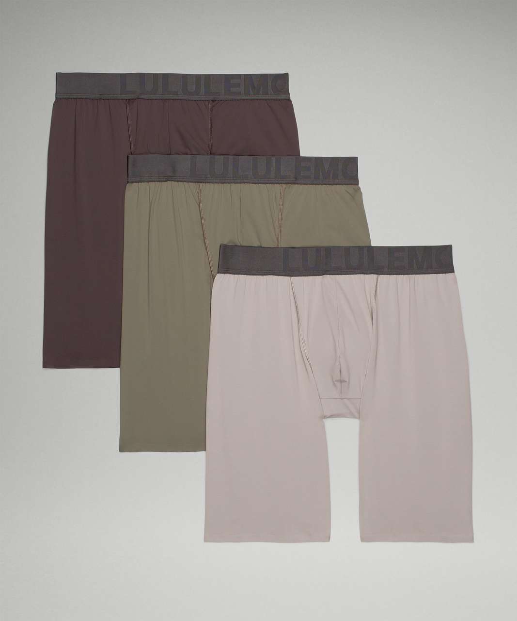 Lululemon Built to Move Long Boxer 7" 3 Pack - Gull Grey / Carob Brown / Black Granite