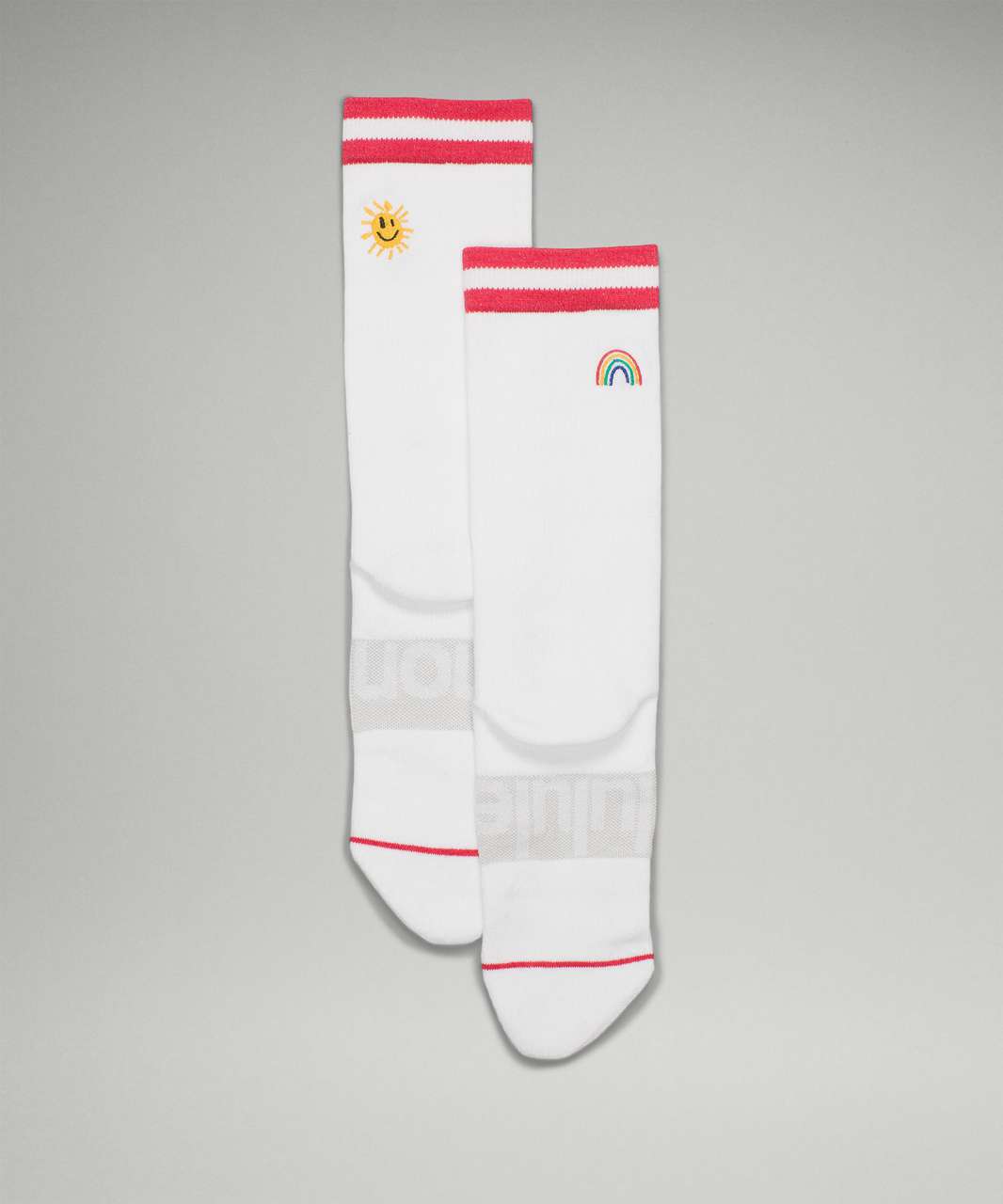 Lululemon Daily Stride Crew Sock *Sun Rainbow - White / Lulu Red