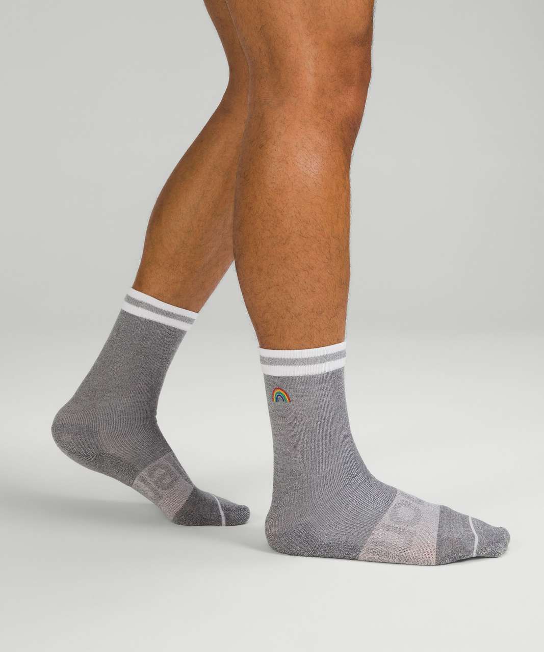 Lululemon Daily Stride Crew Sock *Sun Rainbow - Heather Grey / White