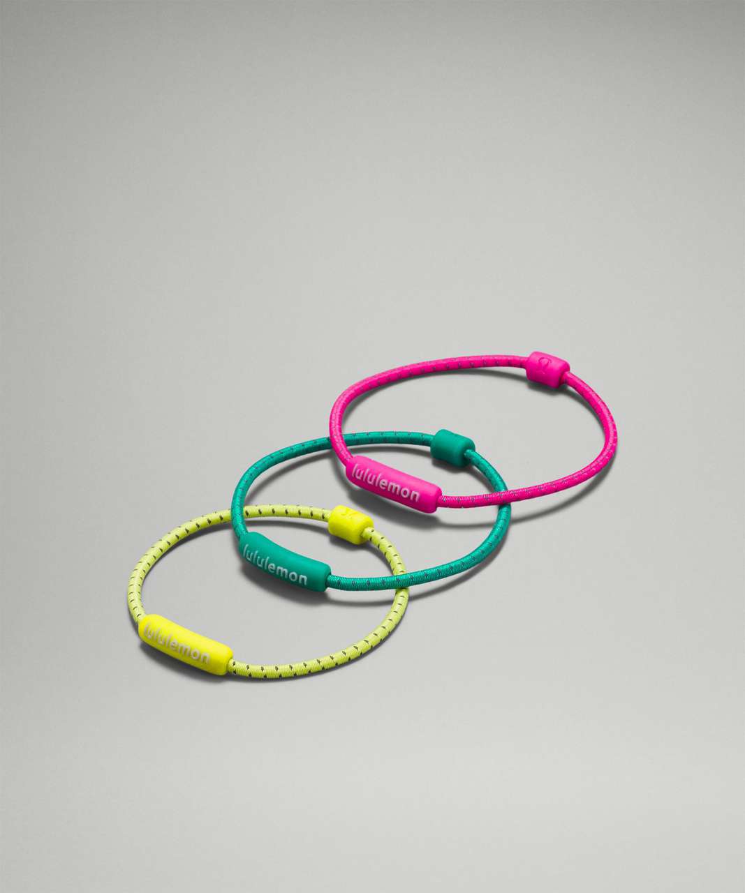 Lululemon Silicone Hair Ties 3 Pack - Yellow Serpentine / Maldives Green / Pow Pink