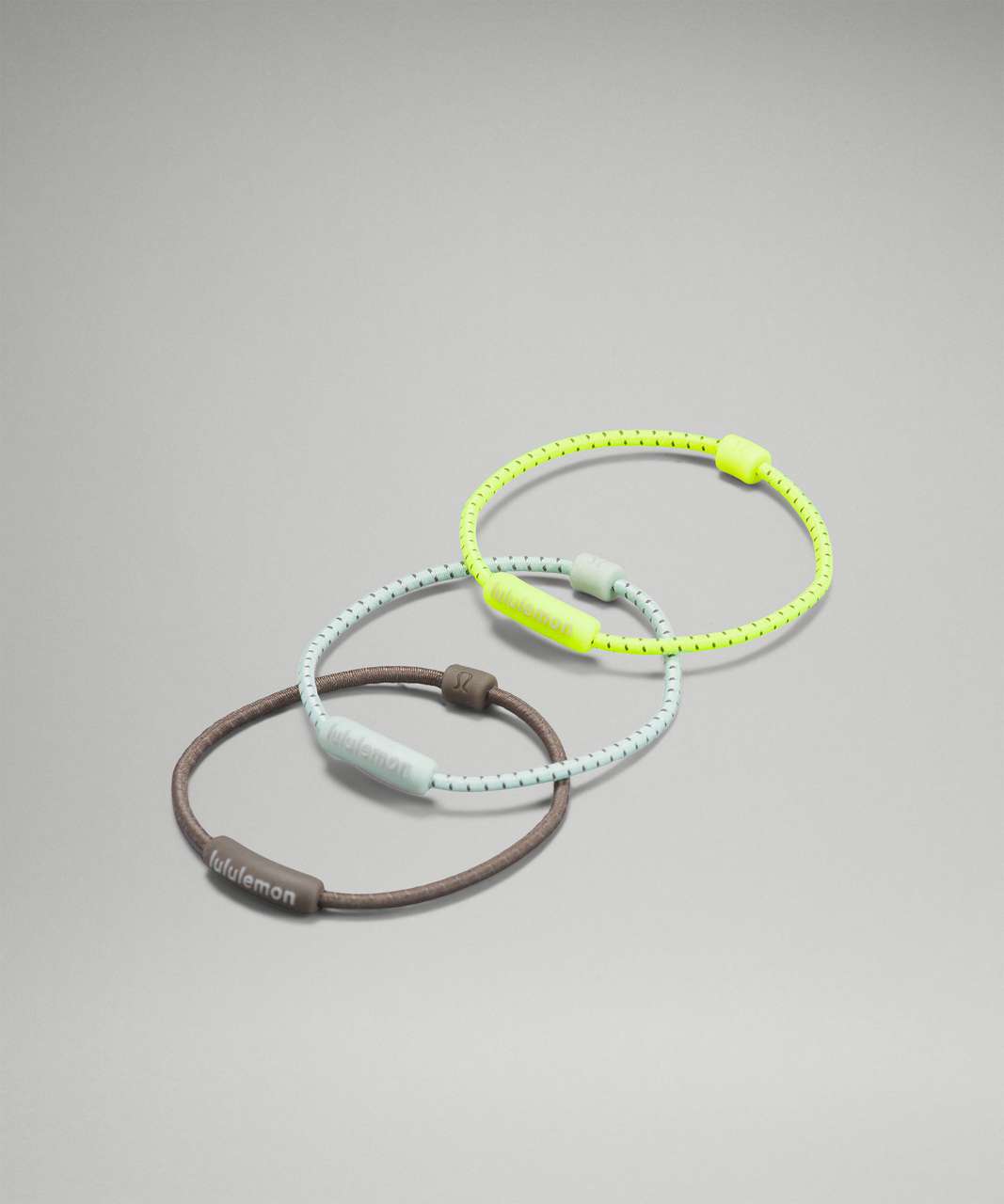 Lululemon Silicone Hair Ties 3 Pack - Rover / Delicate Mint / Highlight Yellow