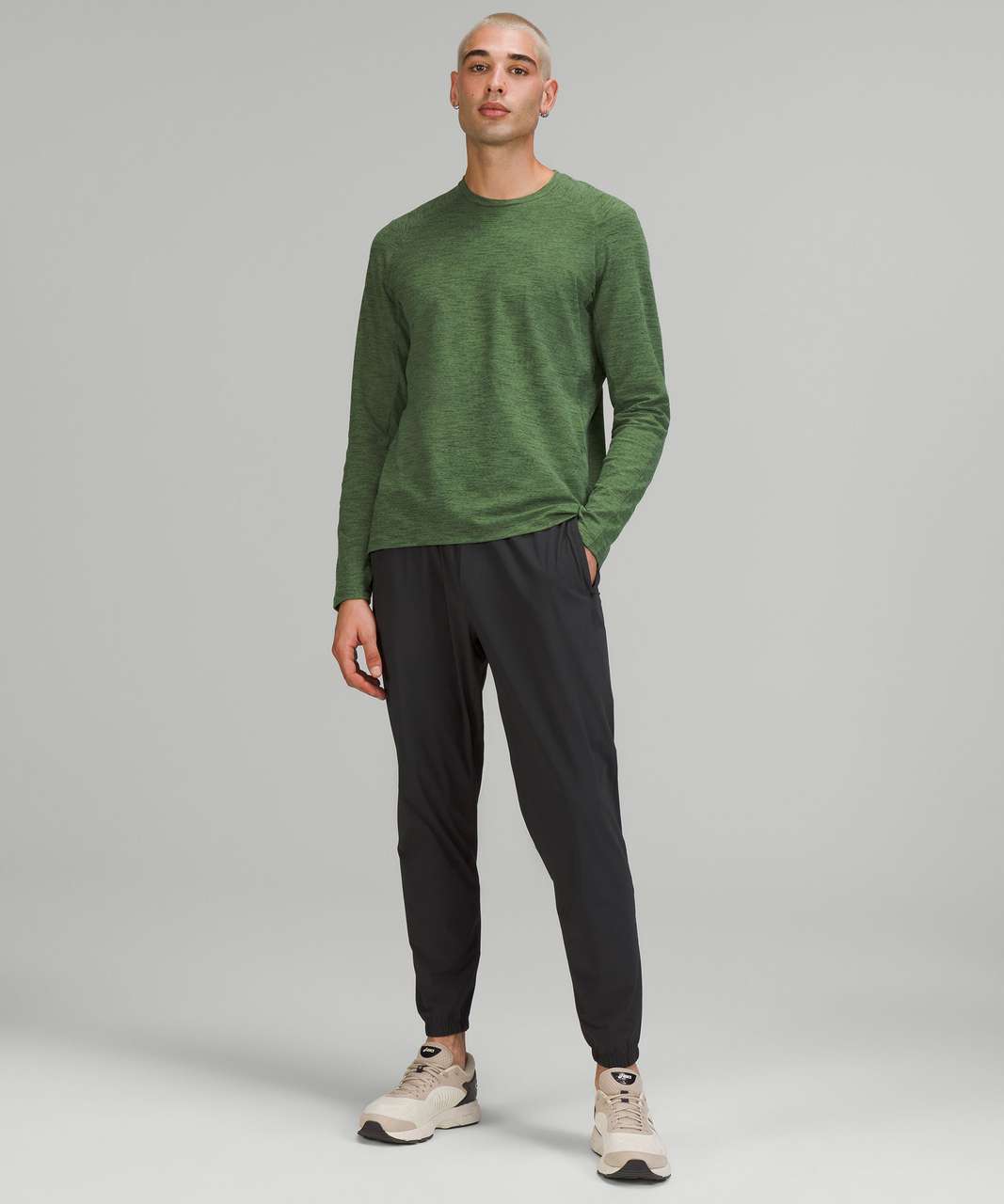 Lululemon Surge Warm Long Sleeve - Tri Colour Rulu Willow Green Lemon Vibe