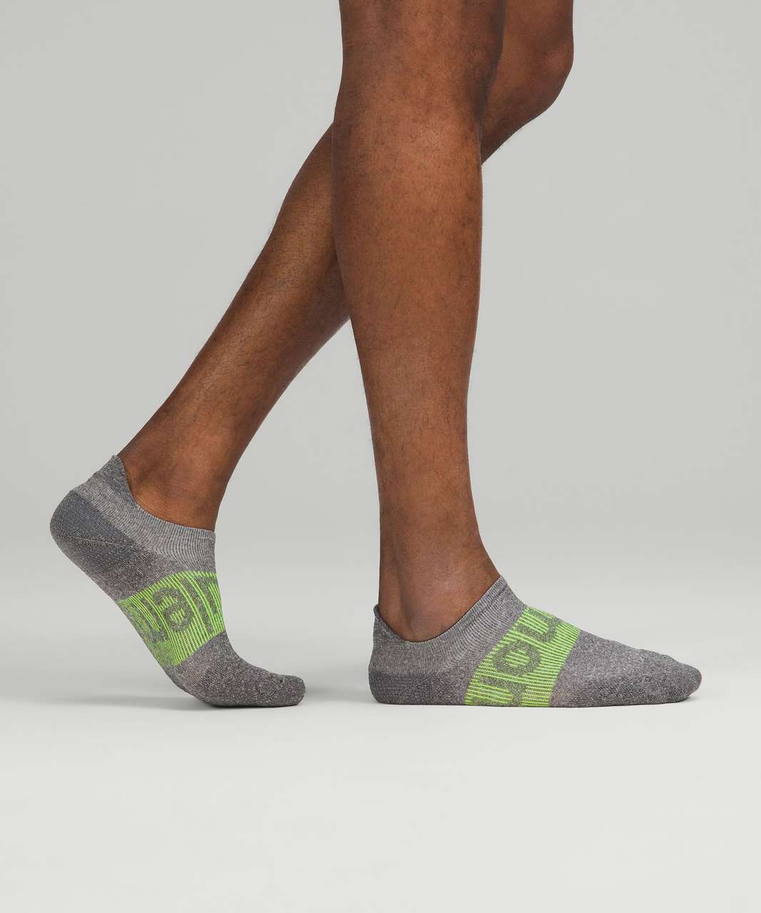 Lululemon Power Stride Tab Sock *Anti-stink - Heather Grey / Highlight Yellow