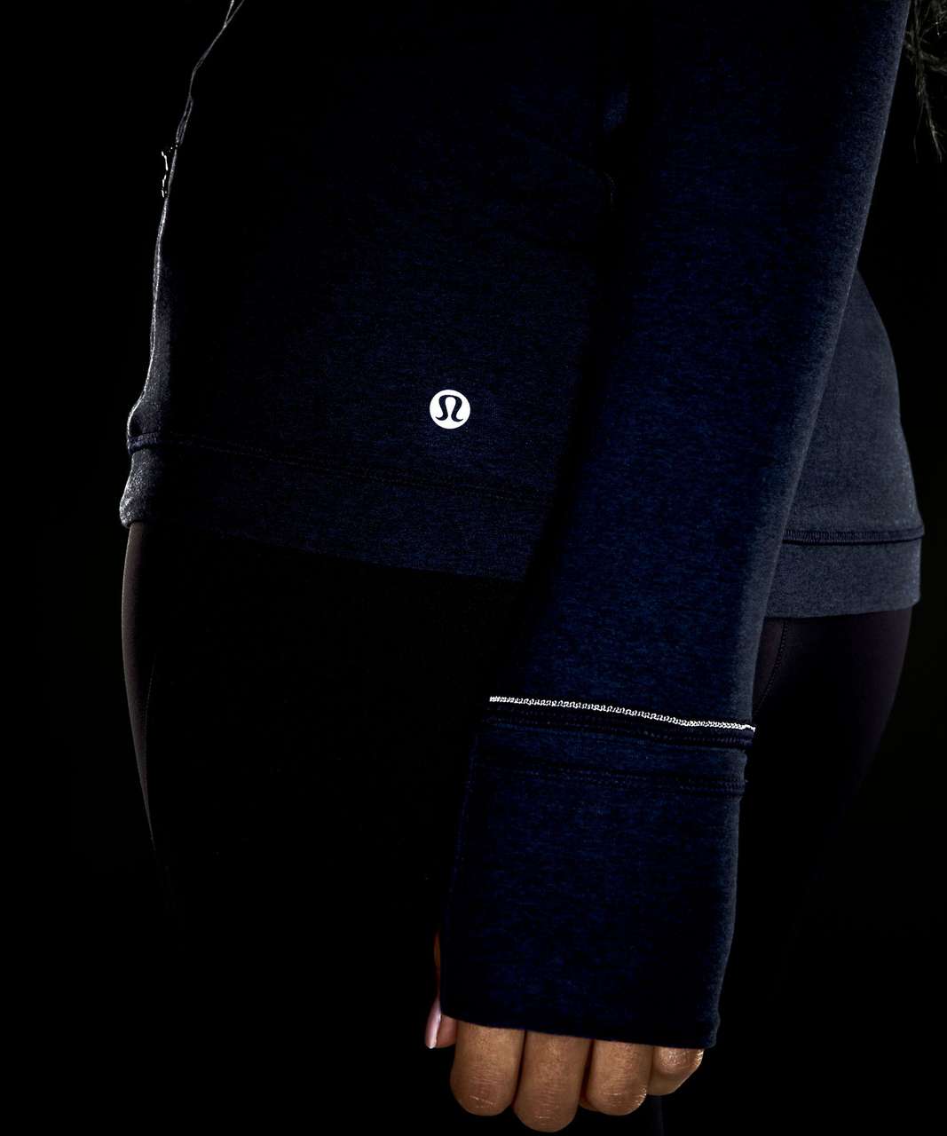 NEW Women Lululemon It's Rulu Run Cropped Half Zip Ribbed Heathered True  Navy 8