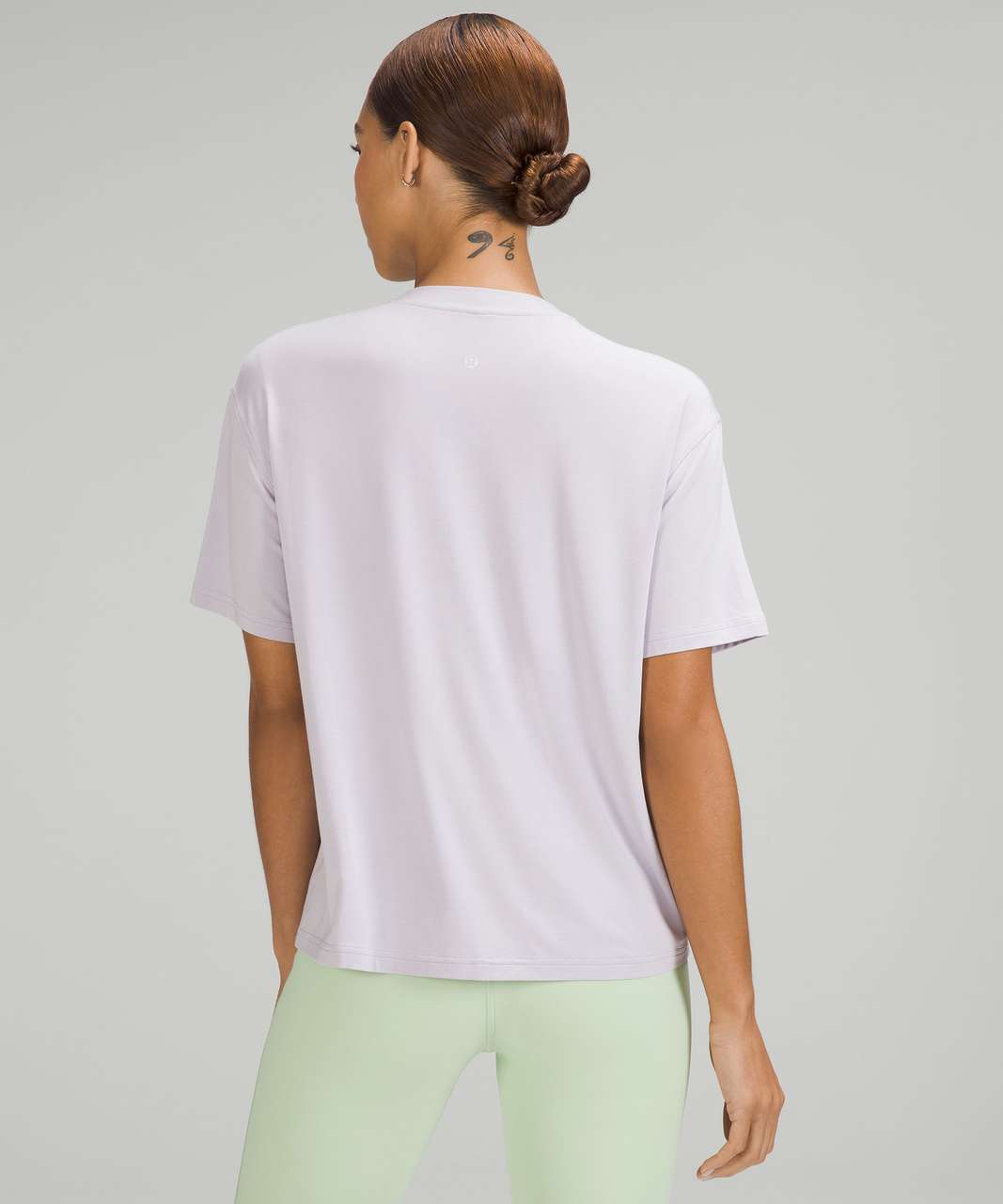 Lululemon Modal-Silk Blend Tie-Front Yoga T-Shirt - Faint Lavender