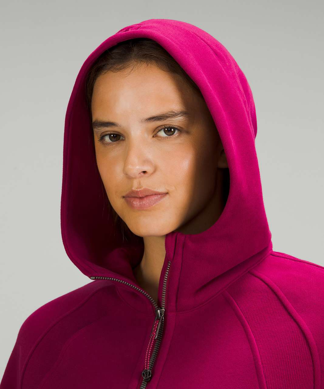 NWT M/L Lululemon Scuba Half Zip Fleece Hoodie in Pomegranate pink