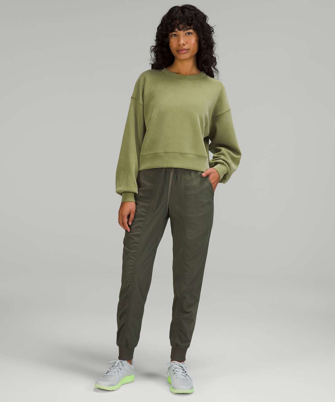 Lululemon Perfectly Oversized Cropped Crew *Softstreme - Bronze Green - lulu  fanatics