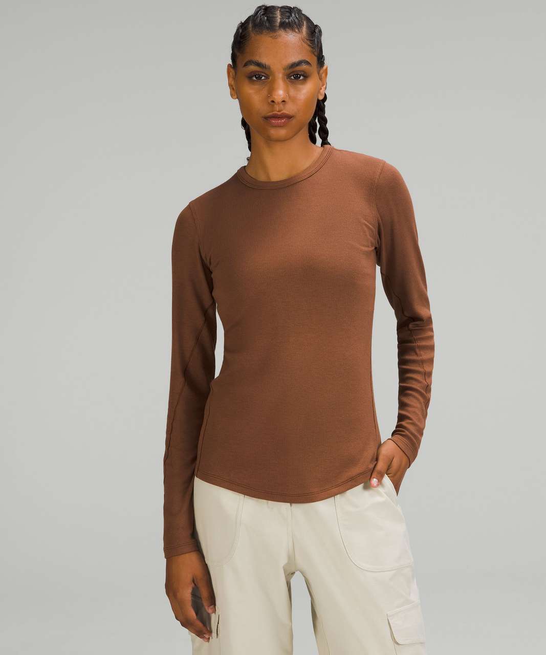 Lululemon Hold Tight Long Sleeve Shirt - Roasted Brown - lulu fanatics