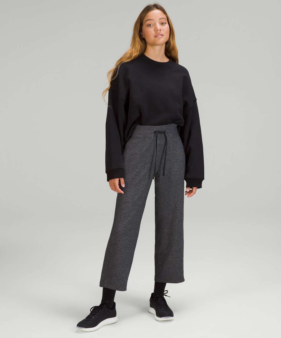 Lululemon Ready to Rulu Straight-Leg High-Rise Crop 24" - Heathered Raceway Grey / Black