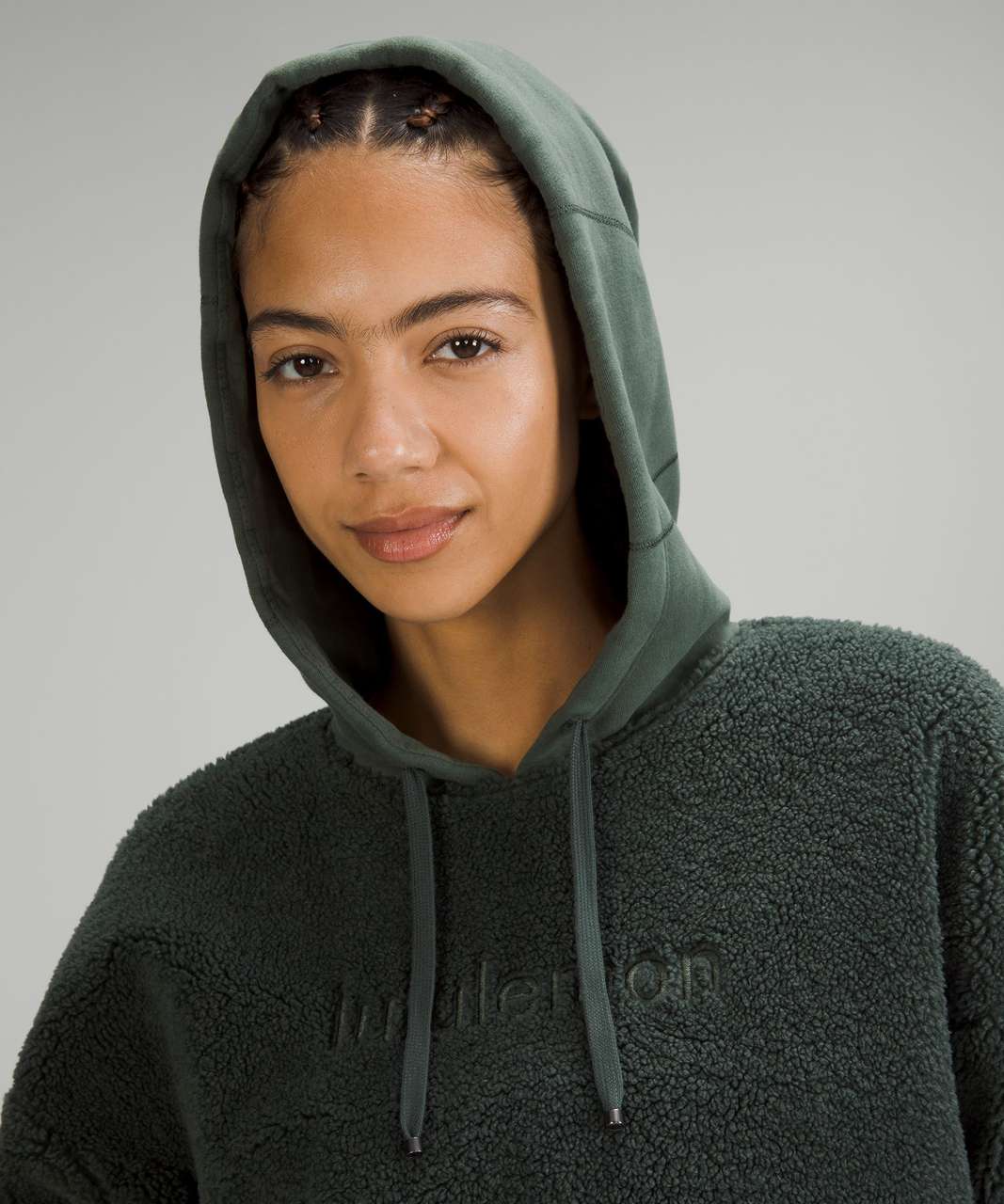 Lululemon Textured Fleece Embroidered Logo Hoodie - Graphite Grey