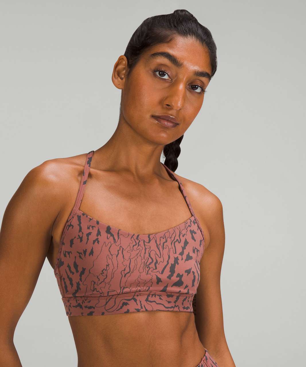 Lululemon Flow Y Nulu Bra *Light Support, A–C Cups - Camo Contour Jacquard Ancient Copper Graphite Grey