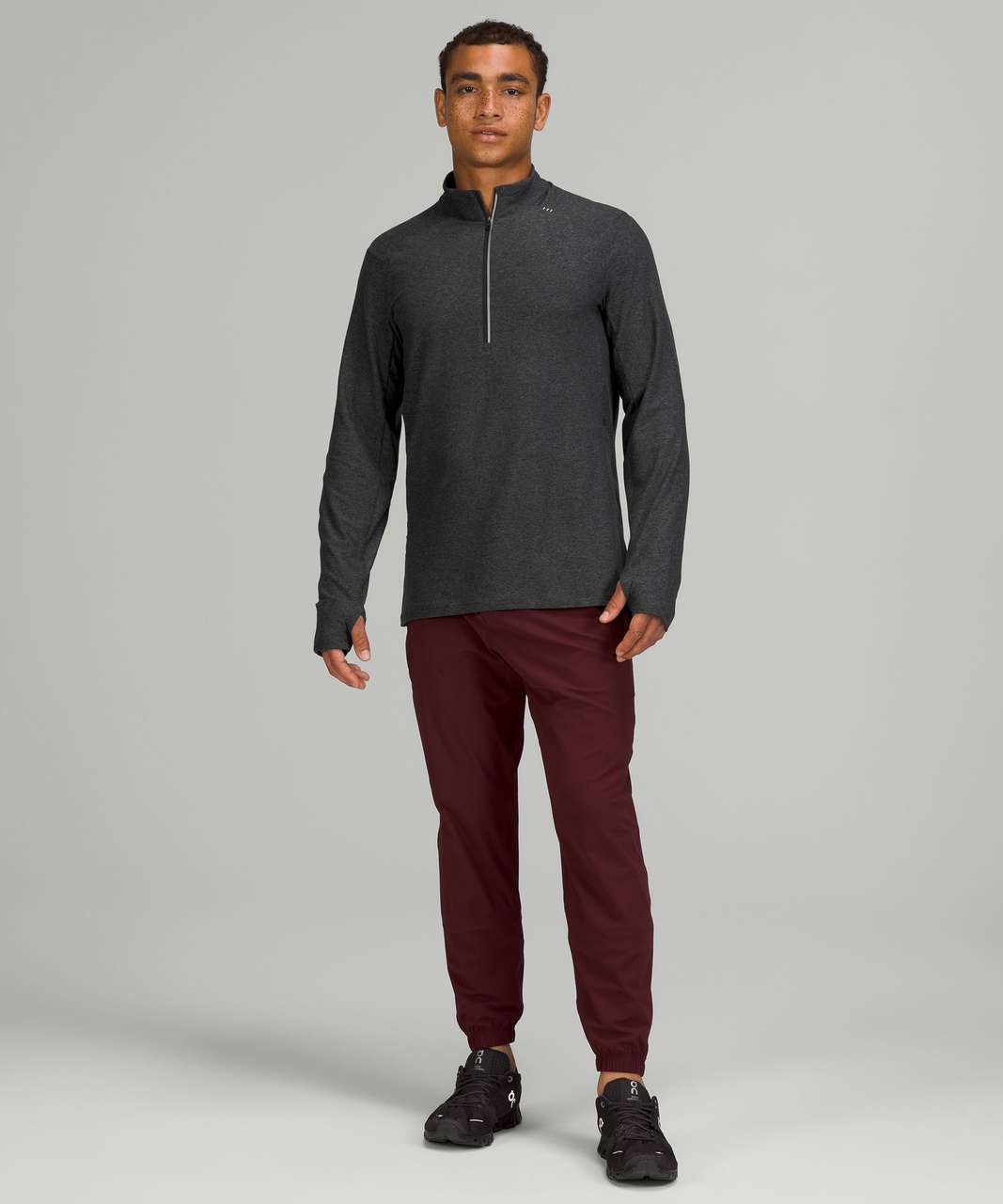 Lululemon Surge Warm Half-Zip - Heathered Graphite Grey / Black